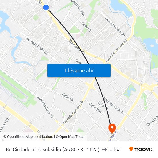 Br. Ciudadela Colsubsidio (Ac 80 - Kr 112a) to Udca map