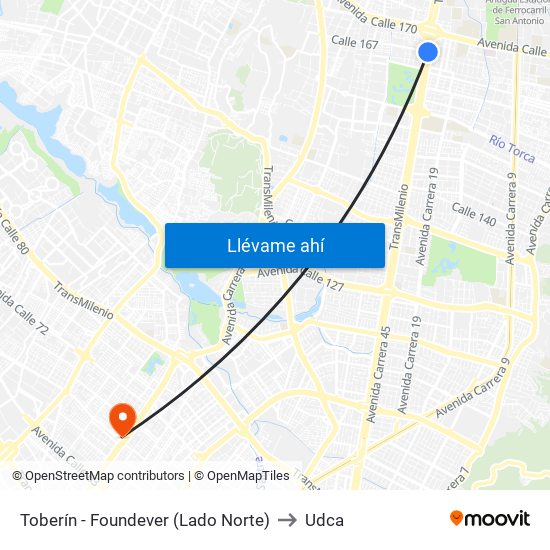 Toberín - Foundever (Lado Norte) to Udca map