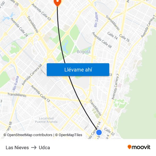 Las Nieves to Udca map