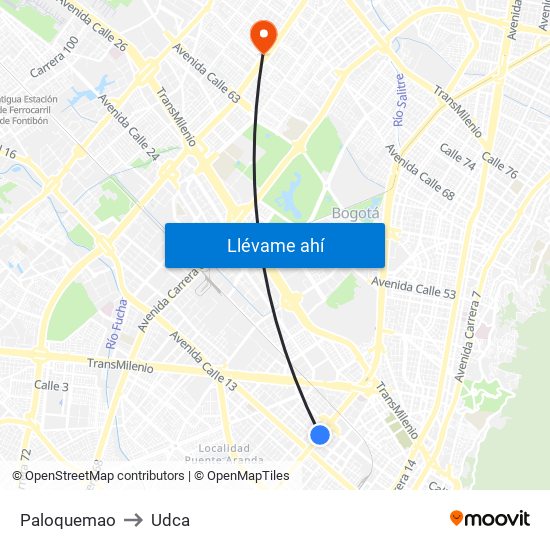 Paloquemao to Udca map
