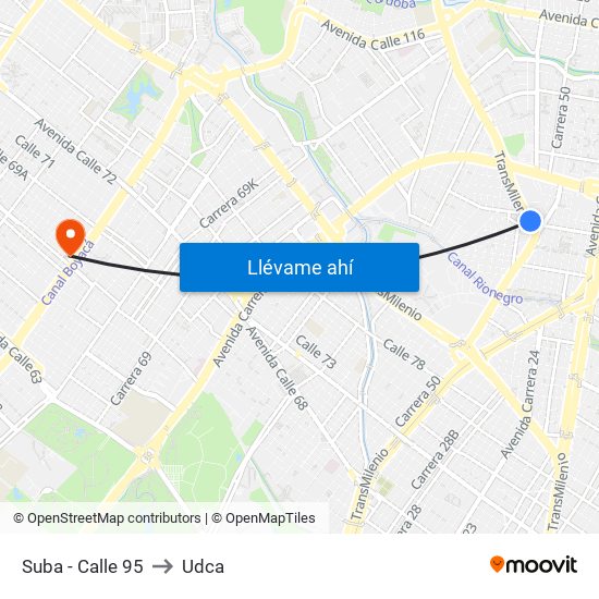 Suba - Calle 95 to Udca map