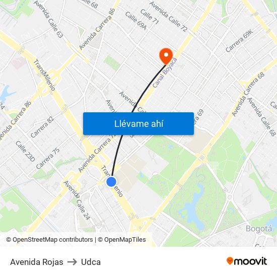 Avenida Rojas to Udca map