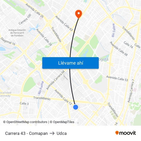 Carrera 43 - Comapan to Udca map