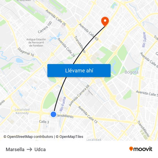 Marsella to Udca map
