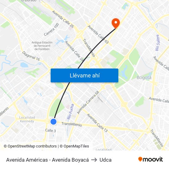 Avenida Américas - Avenida Boyacá to Udca map
