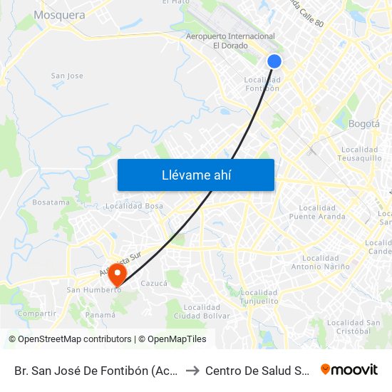 Br. San José De Fontibón (Ac 26 - Kr 96a) to Centro De Salud San Mateo map