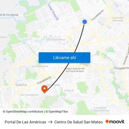 Portal De Las Américas to Centro De Salud San Mateo map