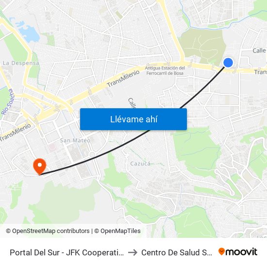 Portal Del Sur - JFK Cooperativa Financiera to Centro De Salud San Mateo map