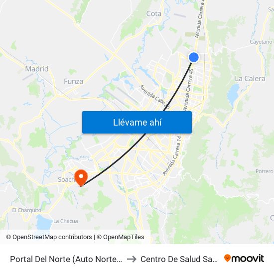 Portal Del Norte (Auto Norte - Cl 174a) to Centro De Salud San Mateo map