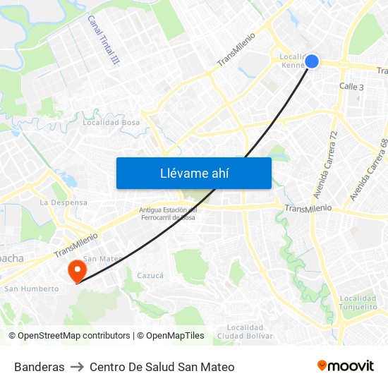 Banderas to Centro De Salud San Mateo map