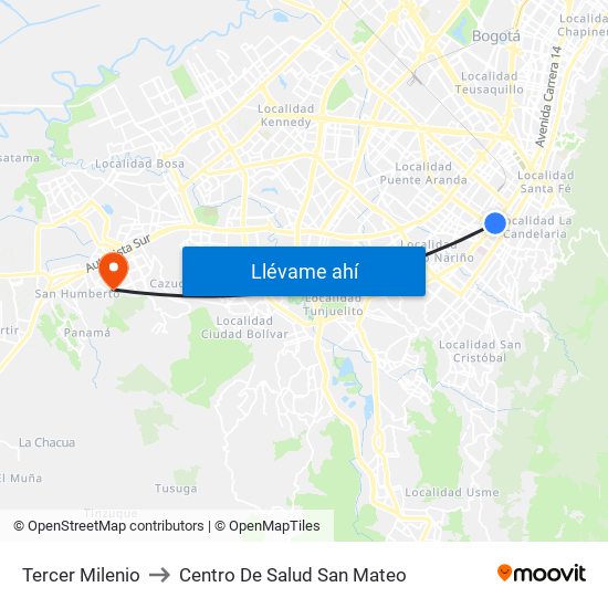 Tercer Milenio to Centro De Salud San Mateo map