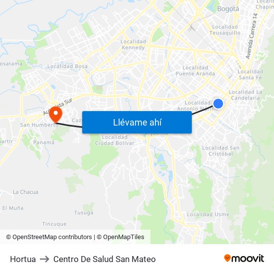 Hortua to Centro De Salud San Mateo map