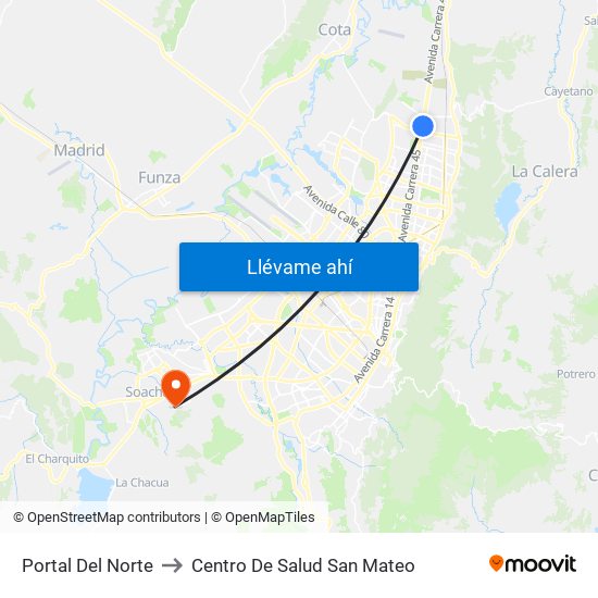 Portal Del Norte to Centro De Salud San Mateo map