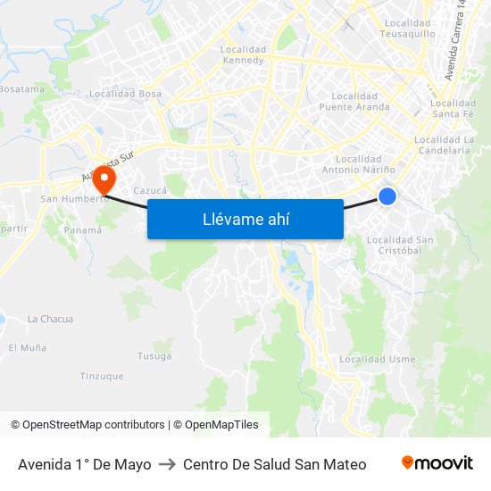 Avenida 1° De Mayo to Centro De Salud San Mateo map