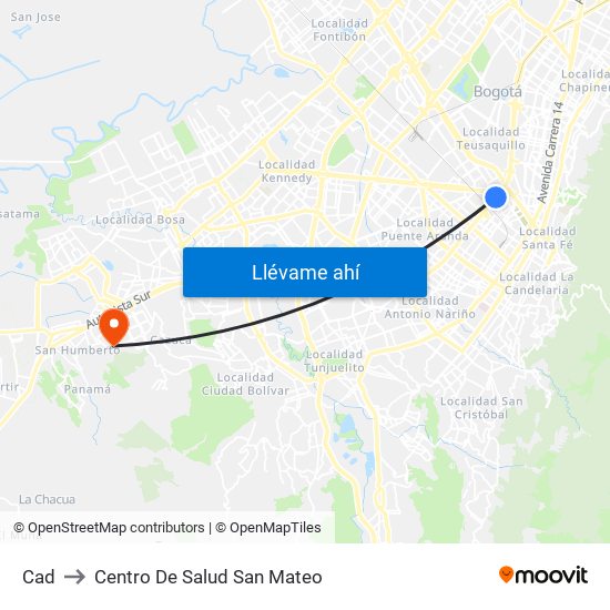 Cad to Centro De Salud San Mateo map