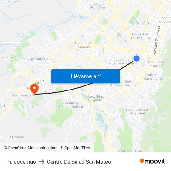 Paloquemao to Centro De Salud San Mateo map