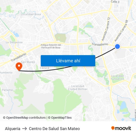 Alquería to Centro De Salud San Mateo map