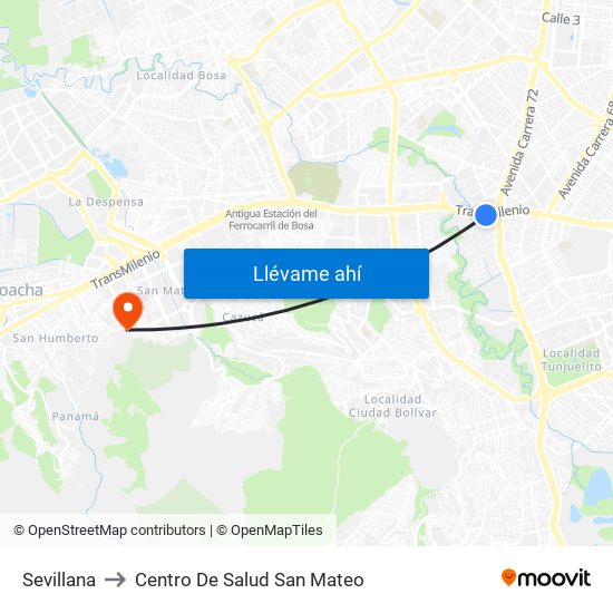 Sevillana to Centro De Salud San Mateo map