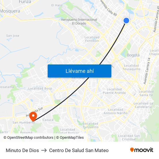 Minuto De Dios to Centro De Salud San Mateo map