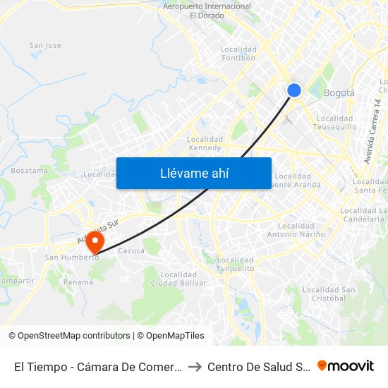 El Tiempo - Cámara De Comercio De Bogotá to Centro De Salud San Mateo map