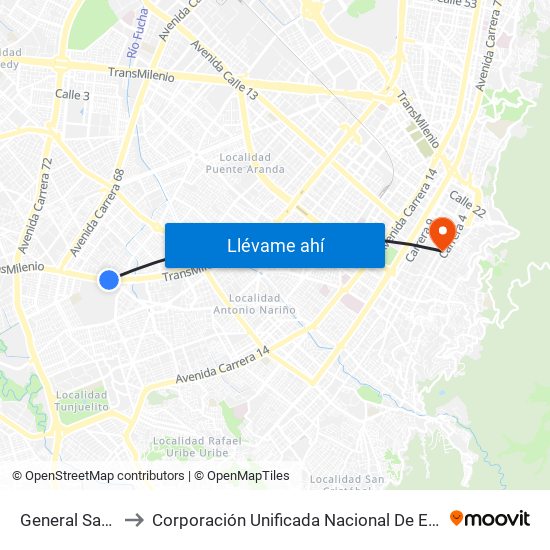 General Santander to Corporación Unificada Nacional De Educación Superior map