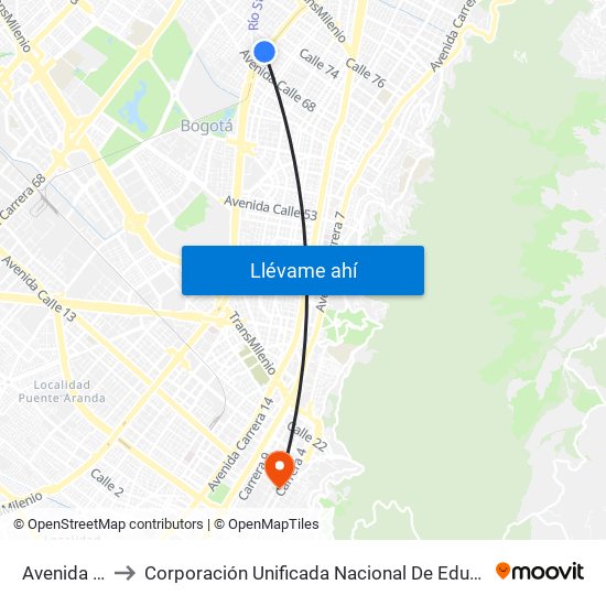 Avenida Chile to Corporación Unificada Nacional De Educación Superior map
