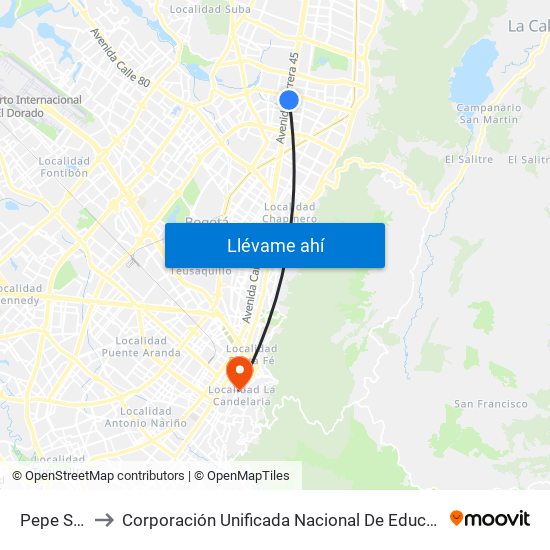 Pepe Sierra to Corporación Unificada Nacional De Educación Superior map