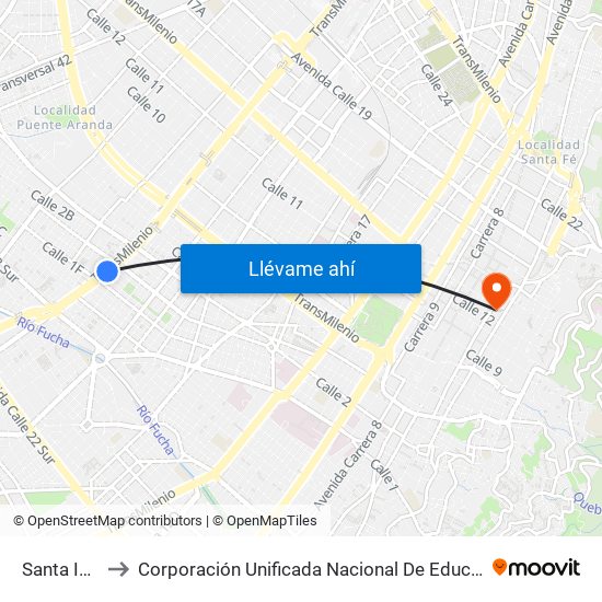 Santa Isabel to Corporación Unificada Nacional De Educación Superior map
