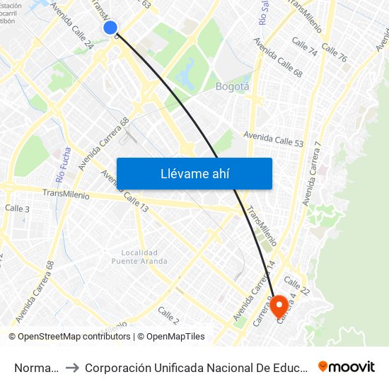 Normandía to Corporación Unificada Nacional De Educación Superior map