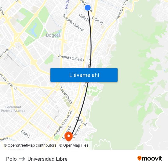 Polo to Universidad Libre map