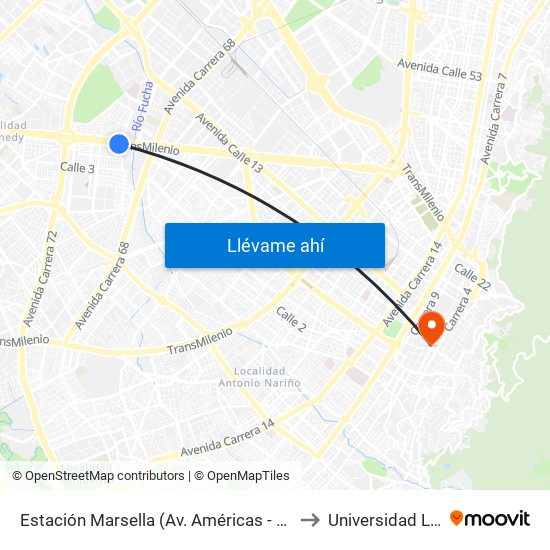 Estación Marsella (Av. Américas - Kr 69b) to Universidad Libre map