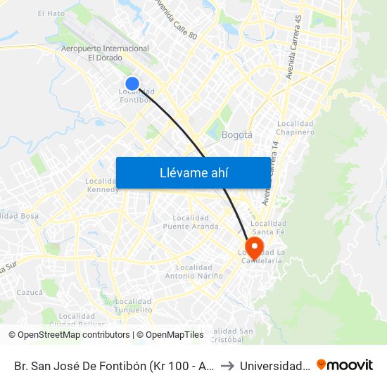 Br. San José De Fontibón (Kr 100 - Av. Esperanza) to Universidad Libre map