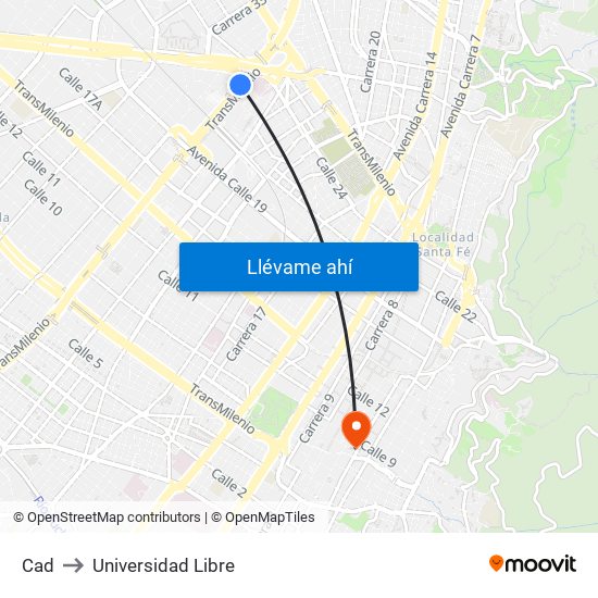 Cad to Universidad Libre map