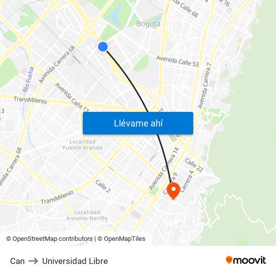 Can to Universidad Libre map