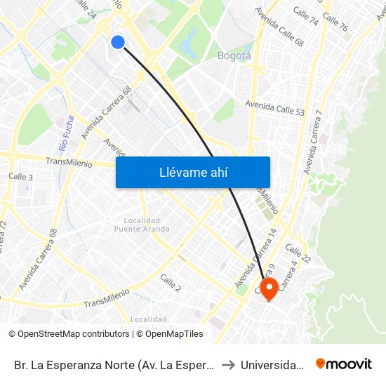 Br. La Esperanza Norte (Av. La Esperanza - Kr 69d) to Universidad Libre map