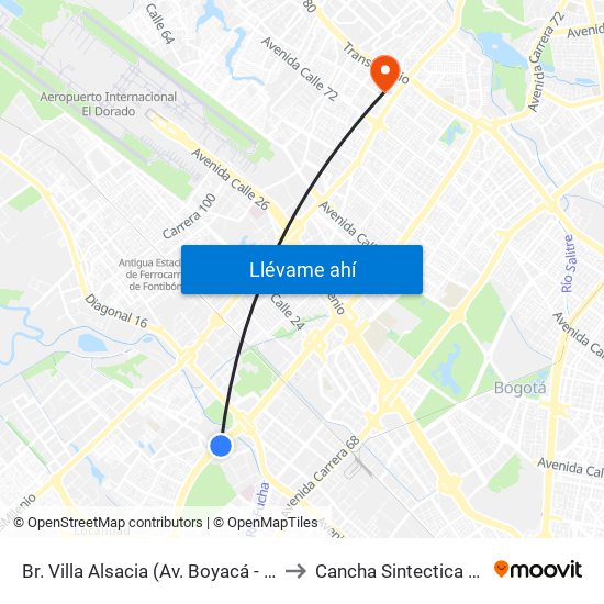 Br. Villa Alsacia (Av. Boyacá - Cl 12a) (A) to Cancha Sintectica Fútbol 7 map