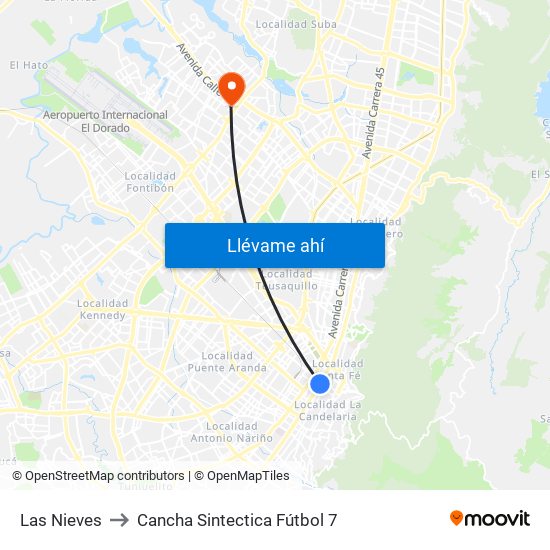 Las Nieves to Cancha Sintectica Fútbol 7 map