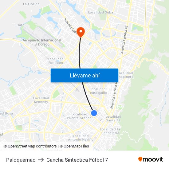 Paloquemao to Cancha Sintectica Fútbol 7 map