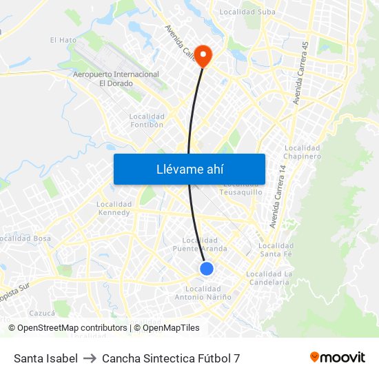 Santa Isabel to Cancha Sintectica Fútbol 7 map