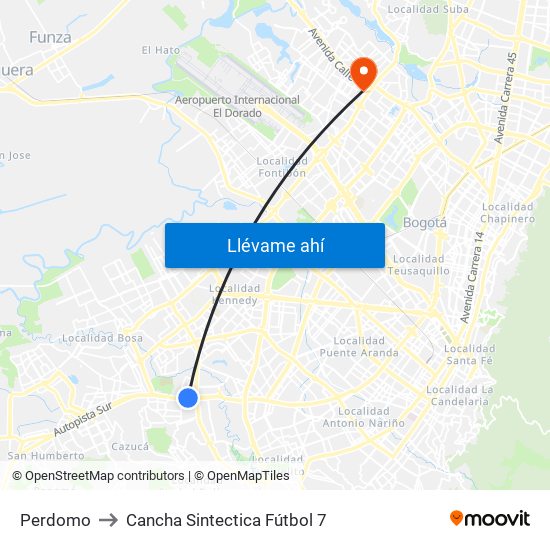 Perdomo to Cancha Sintectica Fútbol 7 map