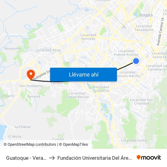 Guatoque - Veraguas to Fundación Universitaria Del Área Andina map