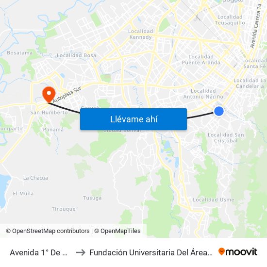 Avenida 1° De Mayo to Fundación Universitaria Del Área Andina map