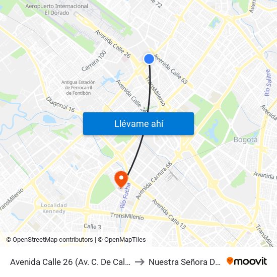 Avenida Calle 26 (Av. C. De Cali - Cl 51) (A) to Nuestra Señora De La Paz map