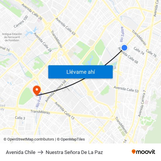 Avenida Chile to Nuestra Señora De La Paz map