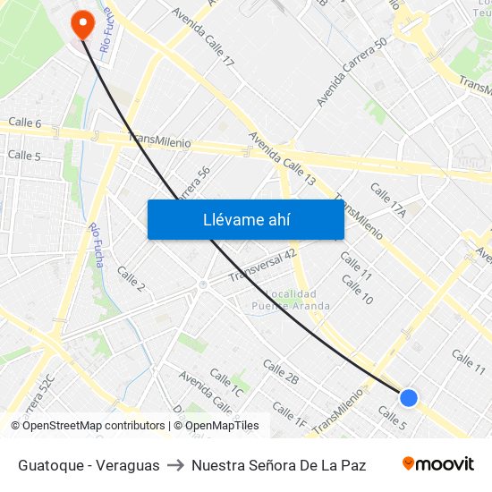 Guatoque - Veraguas to Nuestra Señora De La Paz map