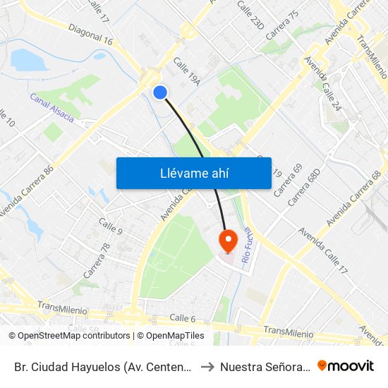 Br. Ciudad Hayuelos (Av. Centenario - Av. C. De Cali) to Nuestra Señora De La Paz map