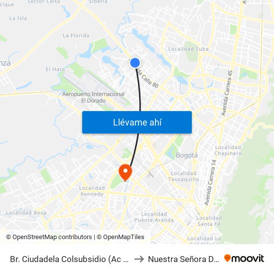 Br. Ciudadela Colsubsidio (Ac 80 - Kr 112a) to Nuestra Señora De La Paz map