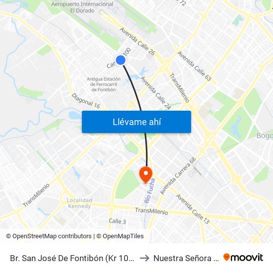 Br. San José De Fontibón (Kr 100 - Av. Esperanza) to Nuestra Señora De La Paz map