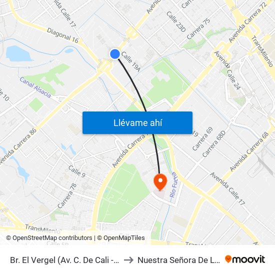 Br. El Vergel (Av. C. De Cali - Cl 18) to Nuestra Señora De La Paz map