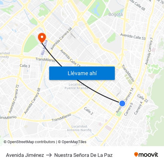 Avenida Jiménez to Nuestra Señora De La Paz map